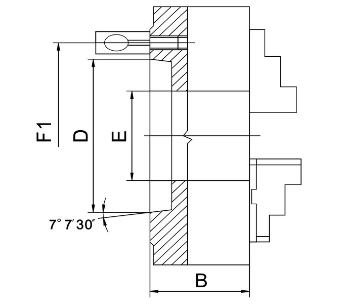 Uchwyt tokarski 4-szczękowy, Bernardo, precyzyjny PO4-D, DIN 55029, PO4-250/D6, stalowy BERNARDO - 3772 - zdjęcie 2